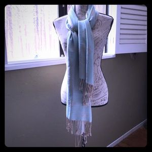 GORGEOUS REVERSIBLE SCARF! Gold and Aqua!